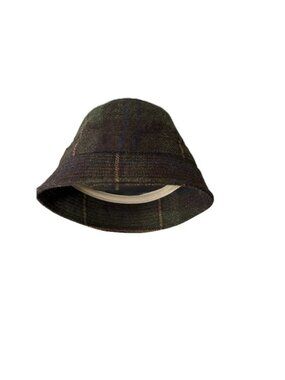 J. Crew Wool Plaid Bucket Hat Womens Size S/M Sage Green, Tan EUC